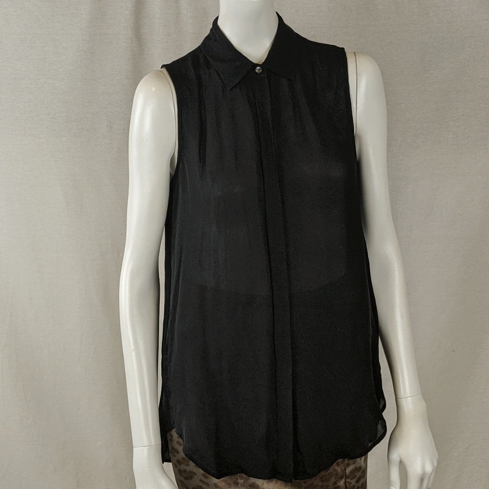 J. CREW 100% SILK BLACK BLOUSE